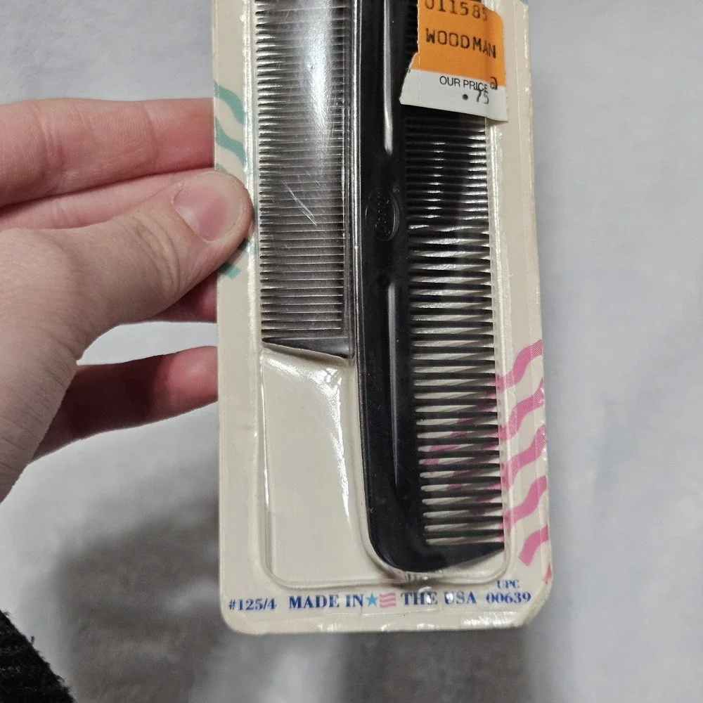 Vintage 1989 Goody 2 Unbreakable Combs Made in‎ USA Smooth Rounded Teeth Black